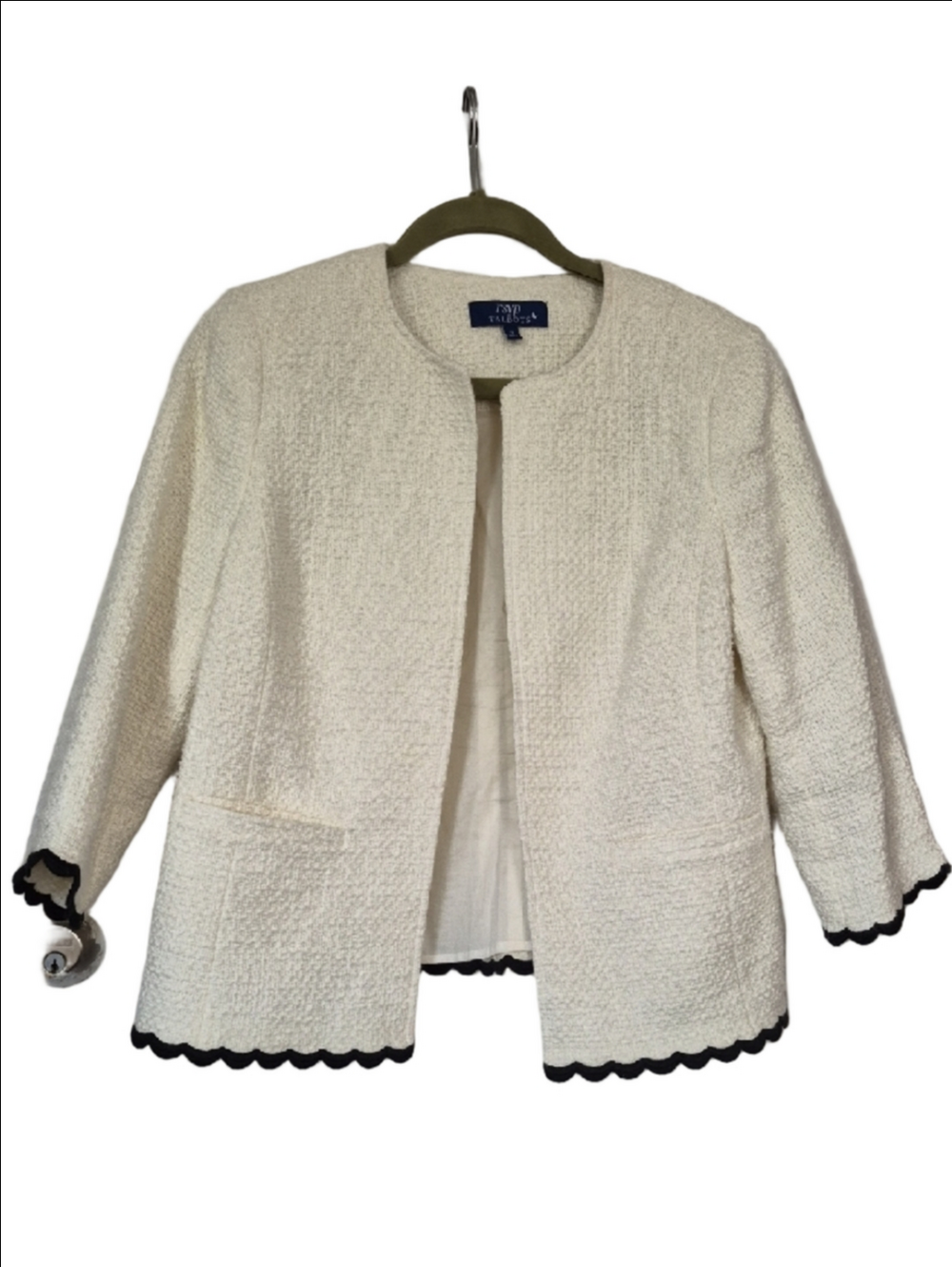 Talbots Cream White Textured Women's Blazer Jacket Size 12
